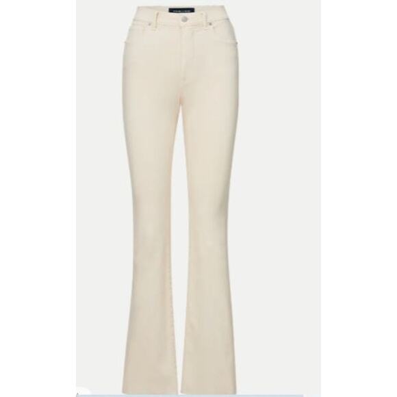 Veronica Beard Jeans Cameron Mid Rise Bootcut with Raw NWT 298 Sz 23 Ecru